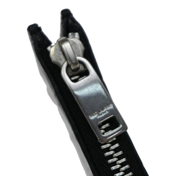 SAINT LAURENT Logo Compact Card Case Coin Wallet Embossing Leather Black - Picture 6 of 16